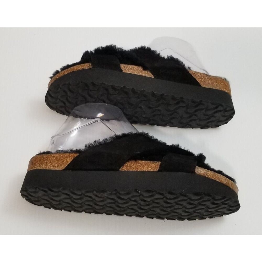Papillio by Birkenstock Daytona Shearling Sandal Black Fuzzy Slide Sz EU 39 US 8 - Picture 7 of 13